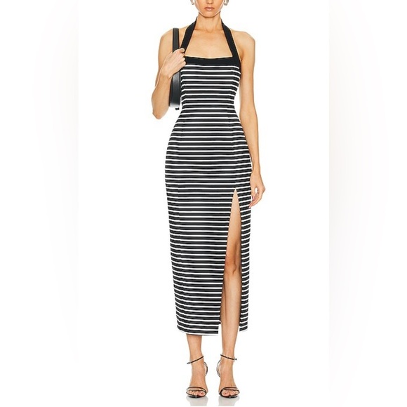 NEW NICHOLAS Jane Contrast Square Neck Midi Dress Medium - Picture 1 of 15